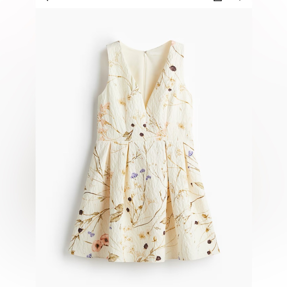 H&M Cream Floral Mini Dress with Pastel Accents